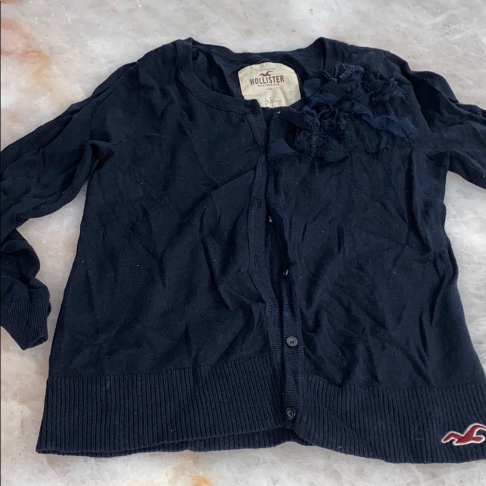 Blue button up cardigan lace hollister